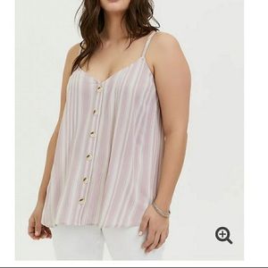 Torrid Tank Blouse button front pink stripes size 1